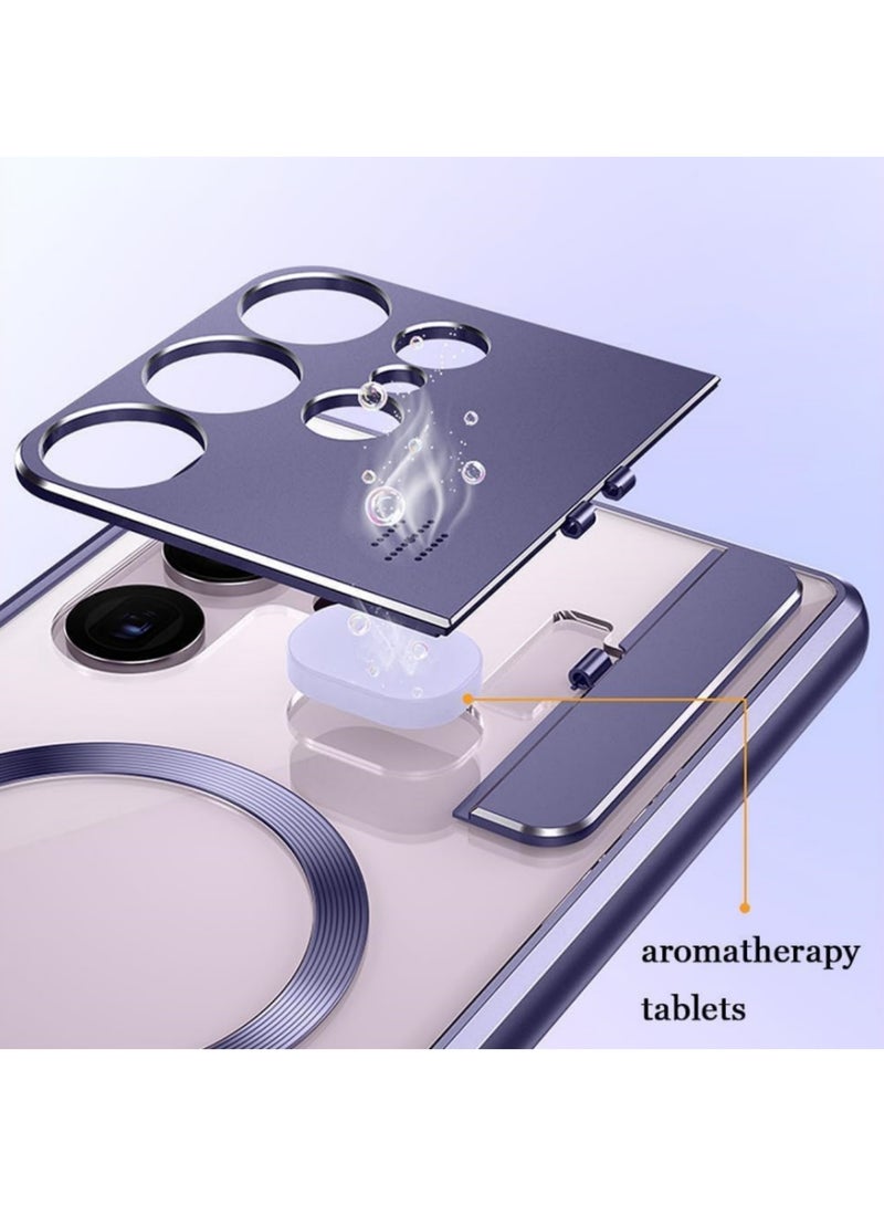 Adando Magnetic Case for Samsung Galaxy S26 Ultra Case, Compatible with MagSafe, Built-In Camera Guard Kickstand and Aromatherapy Tablets, Metal Frame Shockproof Ultra Slim Cover (Purple) - Image 3